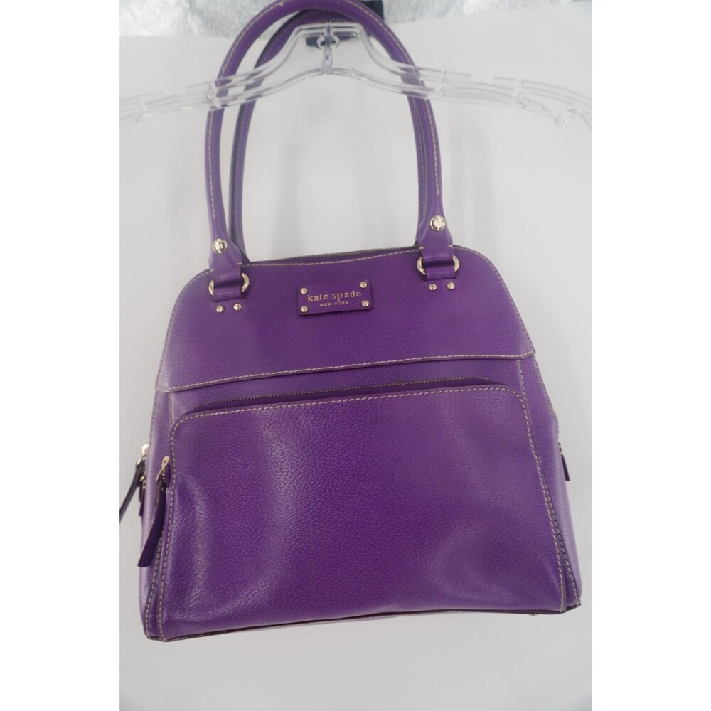 Kate Spade Purple Leather Shoulder Bag Satchel Front Pocket Gold HardwareClassic